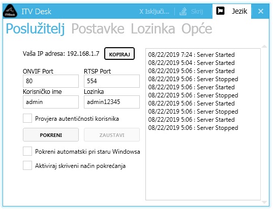 itvdesk autorizacija korisnika na onvif