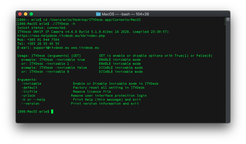 itvdesk setup over terminal