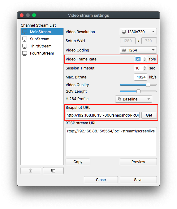 itvdesk computer ip camera get snapshot and frame per sec